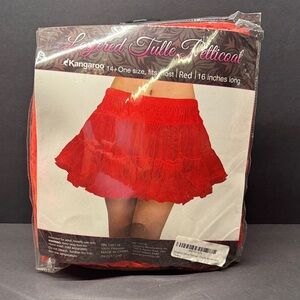 Layered Red Tulle Petticoat One Size